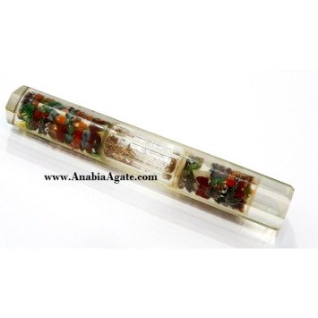 Mix Gemstone 8 Facet Orgone Massage Stick with Floating Shimmer
