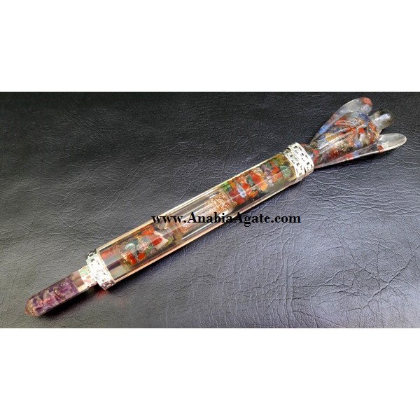 Chakra Orgone Healing Wand with Angel and Pencil Point - Balance and Restore Energy