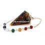 Mix Gemstone Six Facet Orgone Pendulum with Chakra Chain - Healing Energy Dowsing Tool