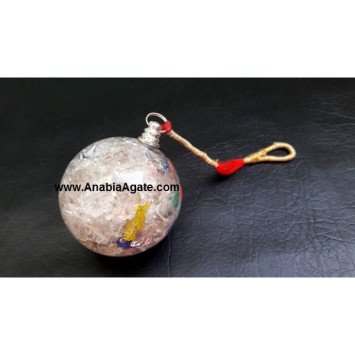 Crystal Quartz Orgone Ball Pendulum - Energy Healing Tool
