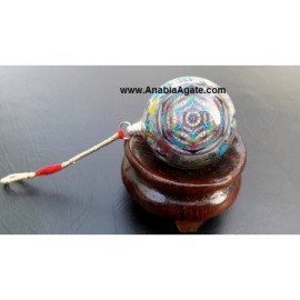 Chakra Flower of Life Orgone Ball Pendulum - Balanced Energy Healing Tool