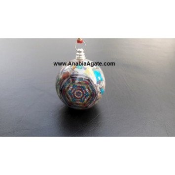 Chakra Flower of Life Orgone Ball Pendulum - Balanced Energy Healing Tool