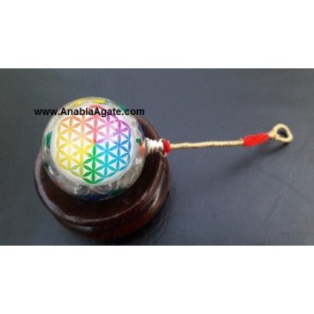 Mix Gemstone Chakra Flower of Life Orgone Ball Pendulum - Unique Energy Healing Tool