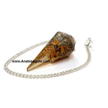 Camel Agate Six Facet Orgone Pendulum - Healing Crystals and Stones