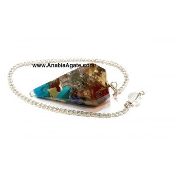 Mixed Gemstone Six Facet Orgone Pendulum - Crystal Healing Dowsing Tool