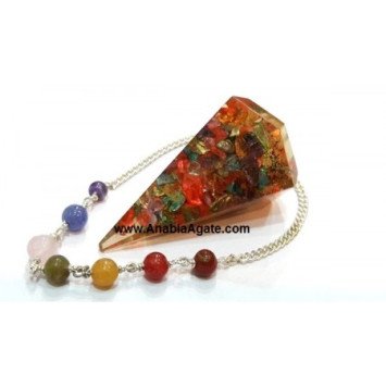 Dyed Six Facet Orgone Pendulum with Chakra Chain | Energy Healing Tool