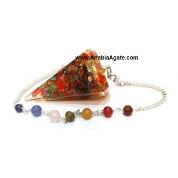 Dyed Six Facet Orgone Pendulum with Chakra Chain | Energy Healing Tool
