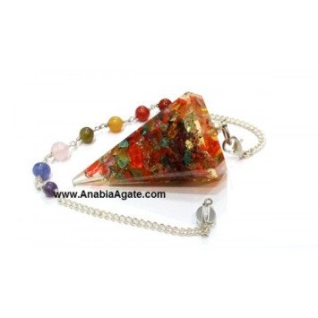 Dyed Six Facet Orgone Pendulum with Chakra Chain | Energy Healing Tool