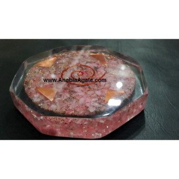Rose Quartz Orgone Octagon Vastu Plate for Positive Energy and Healing