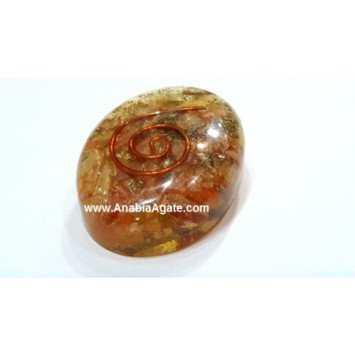 Orange Aventurine Orgone Oval with Copper WIre - Energy Cleansing Crystal