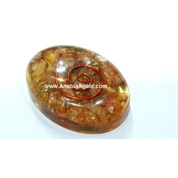 Orange Aventurine Orgone Oval with Copper WIre - Energy Cleansing Crystal