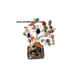Mix Gemstone Chips Tree with Orgone Base - Healing Crystal Decor