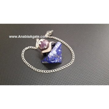 Lapis Lazuli Pyramid Pendulum with Amethyst Ball