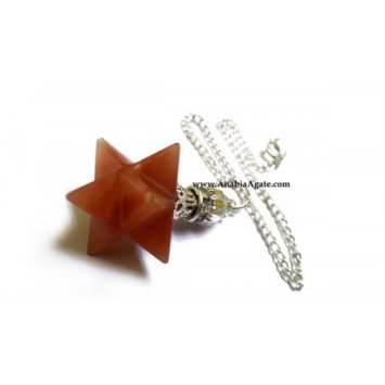Orange Aventurine Merkaba Pendulum with Crystal Bead