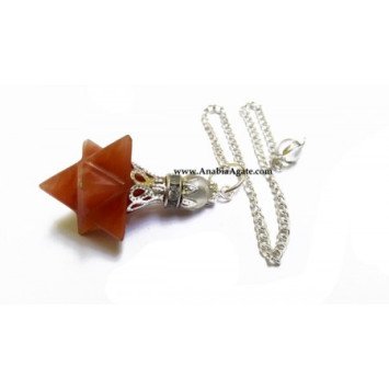Orange Aventurine Merkaba Pendulum with Crystal Bead