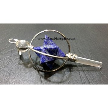 Lapis Lazuli Spinning Merkaba Pendulums with Crystal Quartz Point