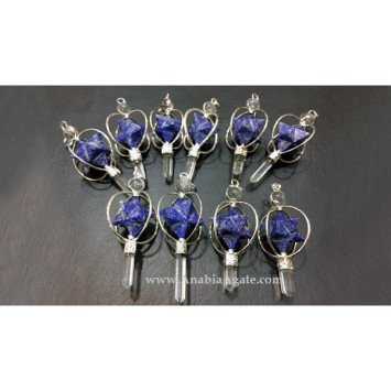 Lapis Lazuli Spinning Merkaba Pendulums with Crystal Quartz Point