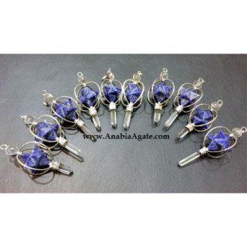 Lapis Lazuli Spinning Merkaba Pendulums with Crystal Quartz Point