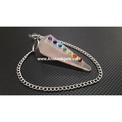 Rose Quartz Six Facetted Chakra Pendulum - Balanced Energy Healing Tool