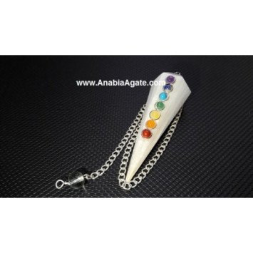 Scolecite Six Facetted Chakra Pendulum - Crystal Healing Tool