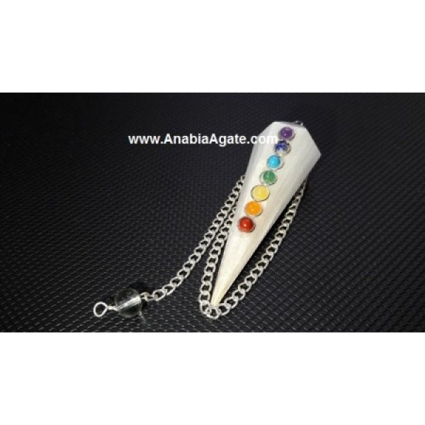Scolecite Six Facetted Chakra Pendulum - Crystal Healing Tool