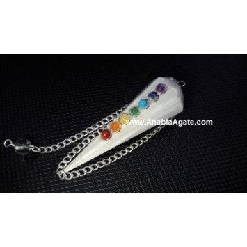 Scolecite Six Facetted Chakra Pendulum - Crystal Healing Tool