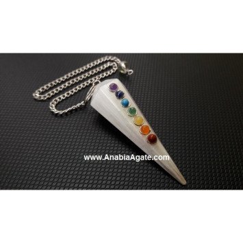 Scolecite Six Facetted Chakra Pendulum - Crystal Healing Tool