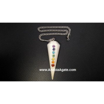 Scolecite Six Facetted Chakra Pendulum - Crystal Healing Tool