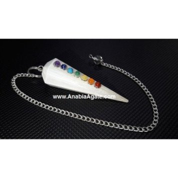 Scolecite Six Facetted Chakra Pendulum - Crystal Healing Tool