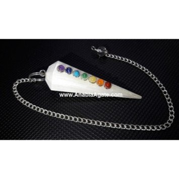 Scolecite Six Facetted Chakra Pendulum - Crystal Healing Tool