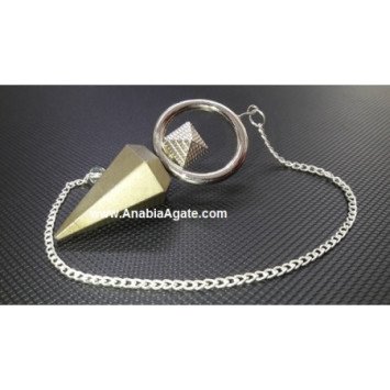 Pyrite Pendulum with Ring Charm - Handcrafted Crystal Jewelry