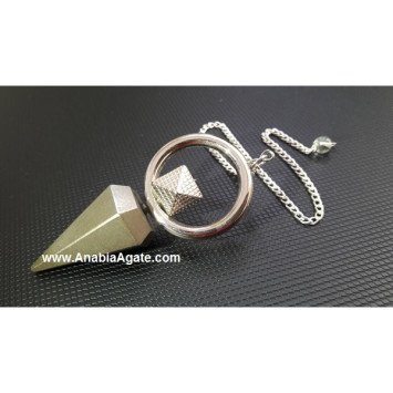 Pyrite Pendulum with Ring Charm - Handcrafted Crystal Jewelry