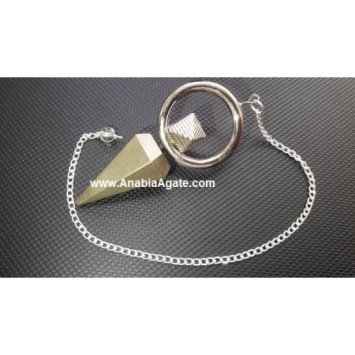 Pyrite Pendulum with Ring Charm - Handcrafted Crystal Jewelry