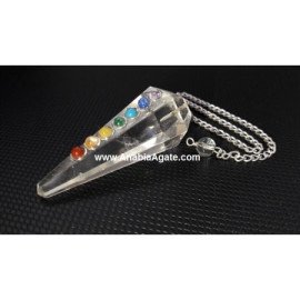 Crystal Quartz Six Facetted Chakra Pendulum for Energy Healing and Dowsing