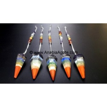 Six Facetted Chakra Bonded Pendulum with Chakra Chain