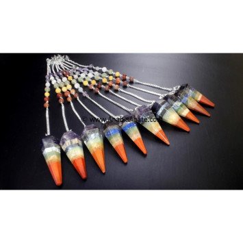 Six Facetted Chakra Bonded Pendulum with Chakra Chain