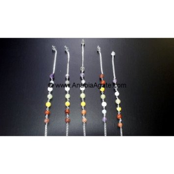 Six Facetted Chakra Bonded Pendulum with Chakra Chain