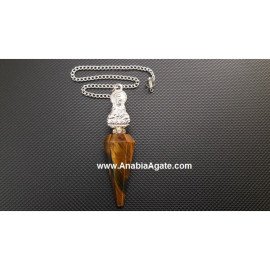 Tiger Eye Pendulum with Buddha Charm - Natural Healing Crystal