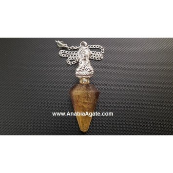 Smoky Quartz Pendulum with Buddha Pendant - Crystal Divination Tool
