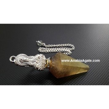 Smoky Quartz Pendulum with Buddha Pendant - Crystal Divination Tool