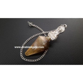 Smoky Quartz Pendulum with Buddha Pendant - Crystal Divination Tool
