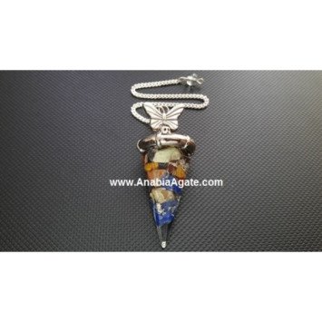 Mix Gemstone Orgone Pendulum with Butterfly Charm