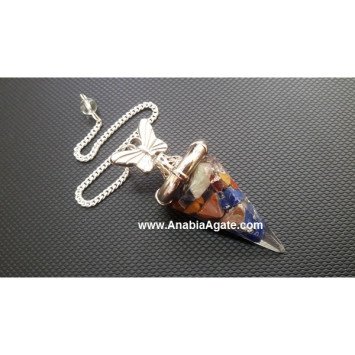 Mix Gemstone Orgone Pendulum with Butterfly Charm