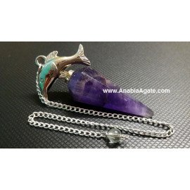 Amethyst Pendulum with Dolphin Charm