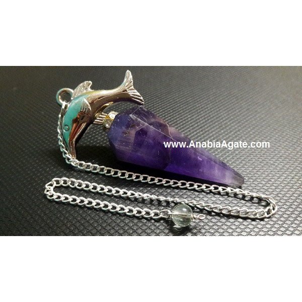 Amethyst Pendulum with Dolphin Charm