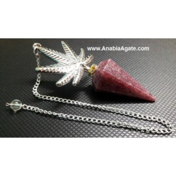 Lepidolite Pendulum with Leaf Charm - Crystal Divination Tool