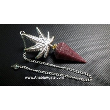 Lepidolite Pendulum with Leaf Charm - Crystal Divination Tool