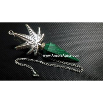 Malachite Pendulum with Leaf Charm - Exquisite Crystal Pendulum