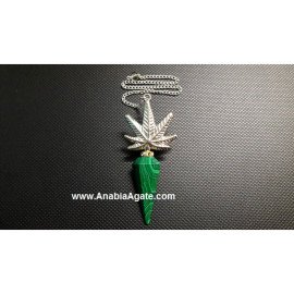 Malachite Pendulum with Leaf Charm - Exquisite Crystal Pendulum