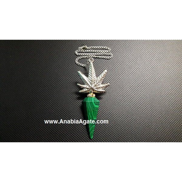 Malachite Pendulum with Leaf Charm - Exquisite Crystal Pendulum